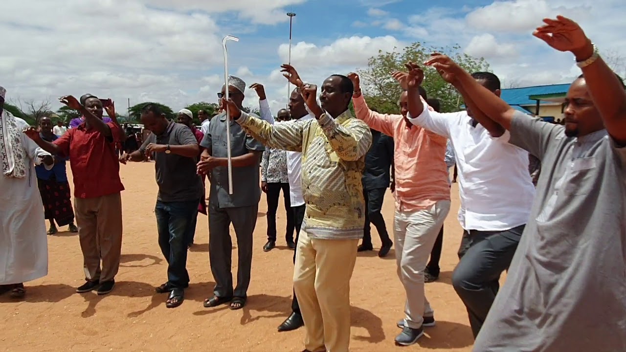 GOVERNOR WAJIR COUNTY AMB. MOHAMED ABDI MOHAMUD DIISOW DANCE DURING WAJIR MASHUJAA DAY 2019.