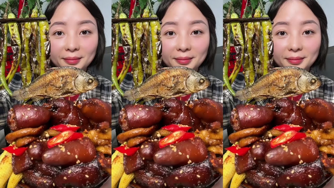Let’s Eat With Jin | Satisfying Eating Braised Pork & Pig’s Trotter Spicy Home Cooking Food