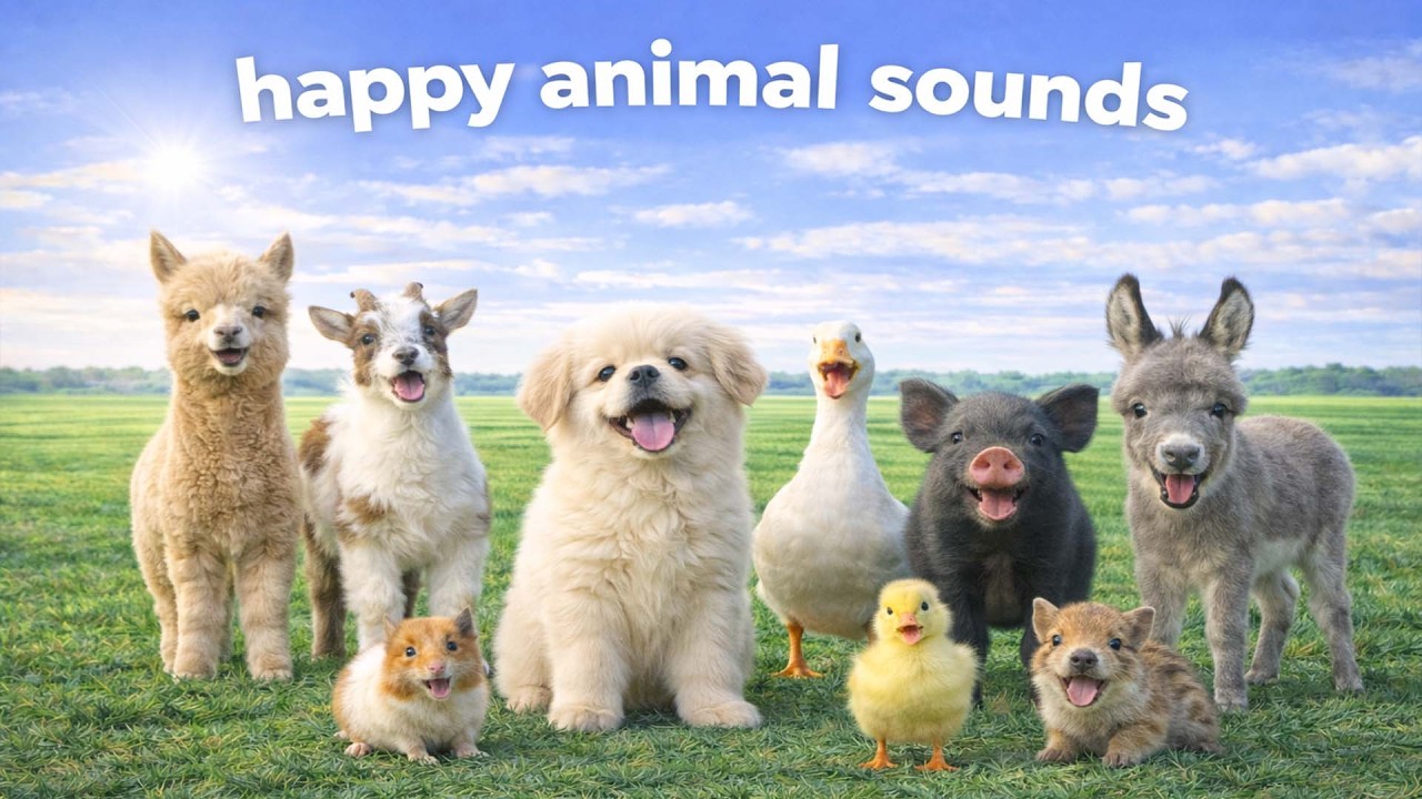 Happy Animal Sounds: Cats, Cows, Horses, Dogs, Sheep, Goats, Buffaloes, Chickens – Animal Sounds