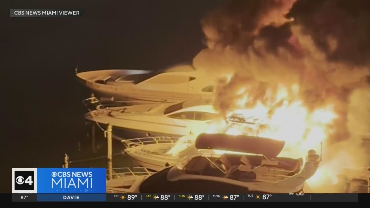 Several yachts burst into flames at Sunny Isles Beach marina