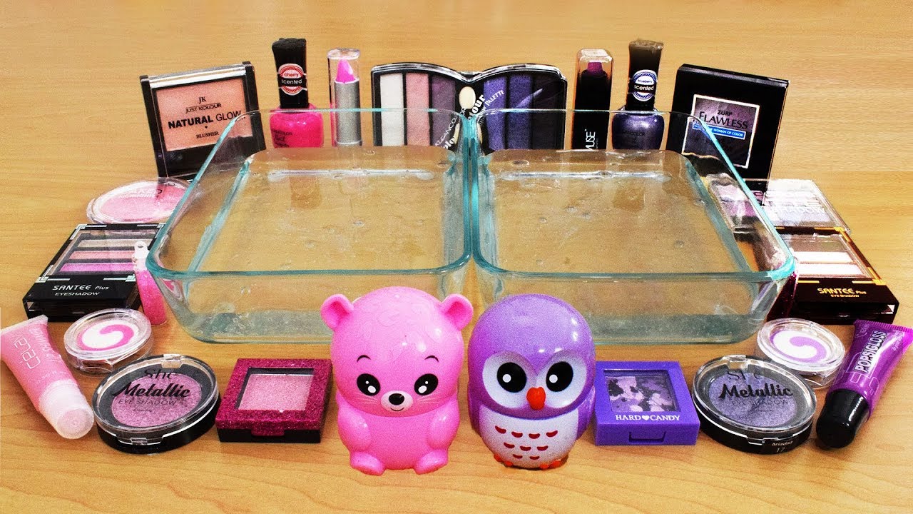 Mixing Makeup Eyeshadow Into Slime ! Pink vs Purple Special Series Part 5 ! Satisfying Slime Video