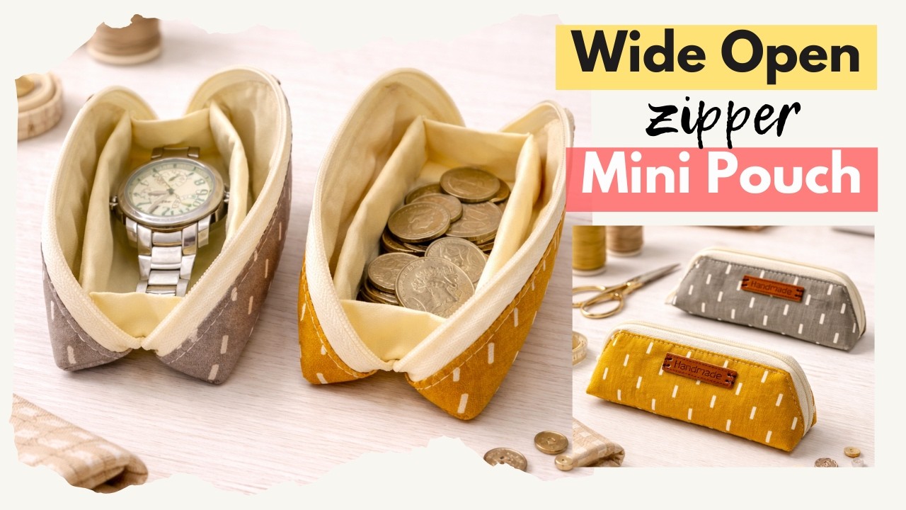 This Wide Open Zipper Mini Pouch Changes Everything. DIY Step-by-Step Sewing Tutorial.