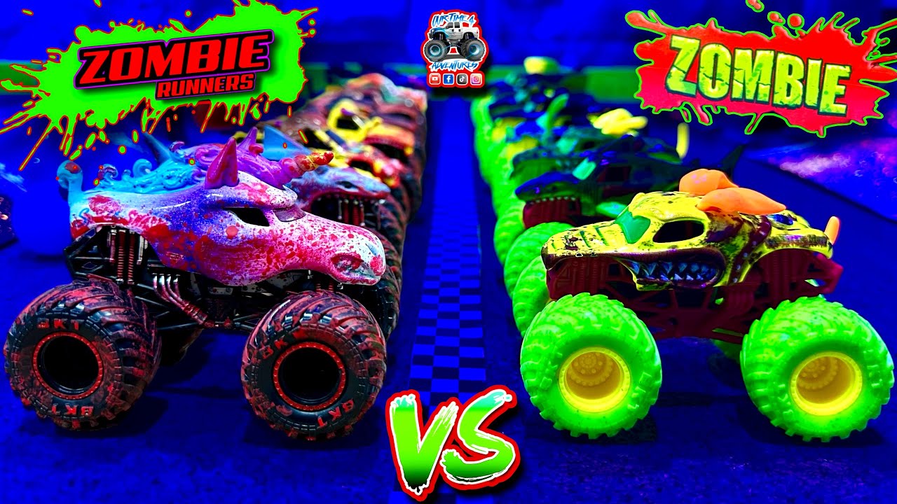 Toy Diecast Monster Truck Racing Tournament | October Spooky Race #3 |  Zombie Runners 🆚 Zombies