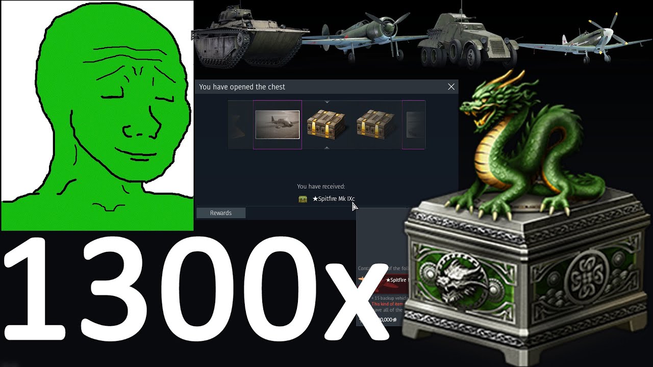 Opening 1300 Dragon Box loot crates War Thunder (78,000,000 SL)