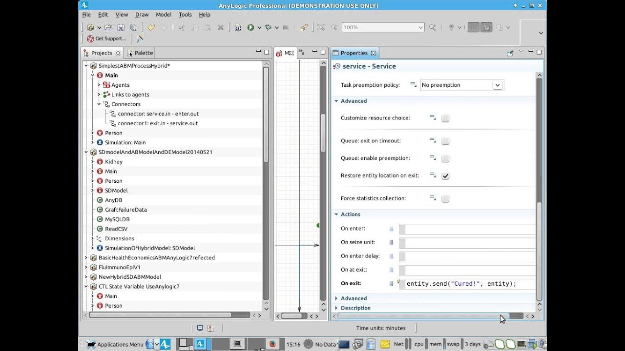Hybrid Model Combining Agent Based Modeling and Discrete Event Simulation