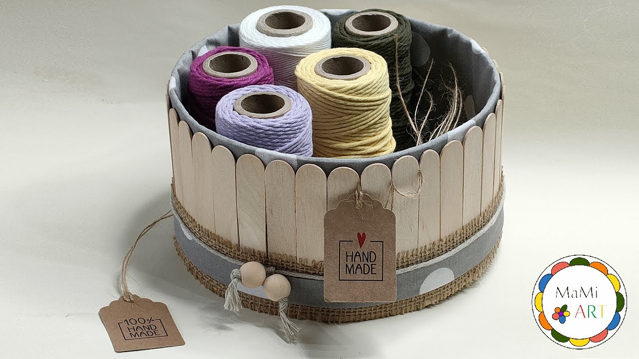 100% HAND MADE  Koszyk z tektury i patyczków | Pudełko  do przechowywania | DIY Organizer Basket