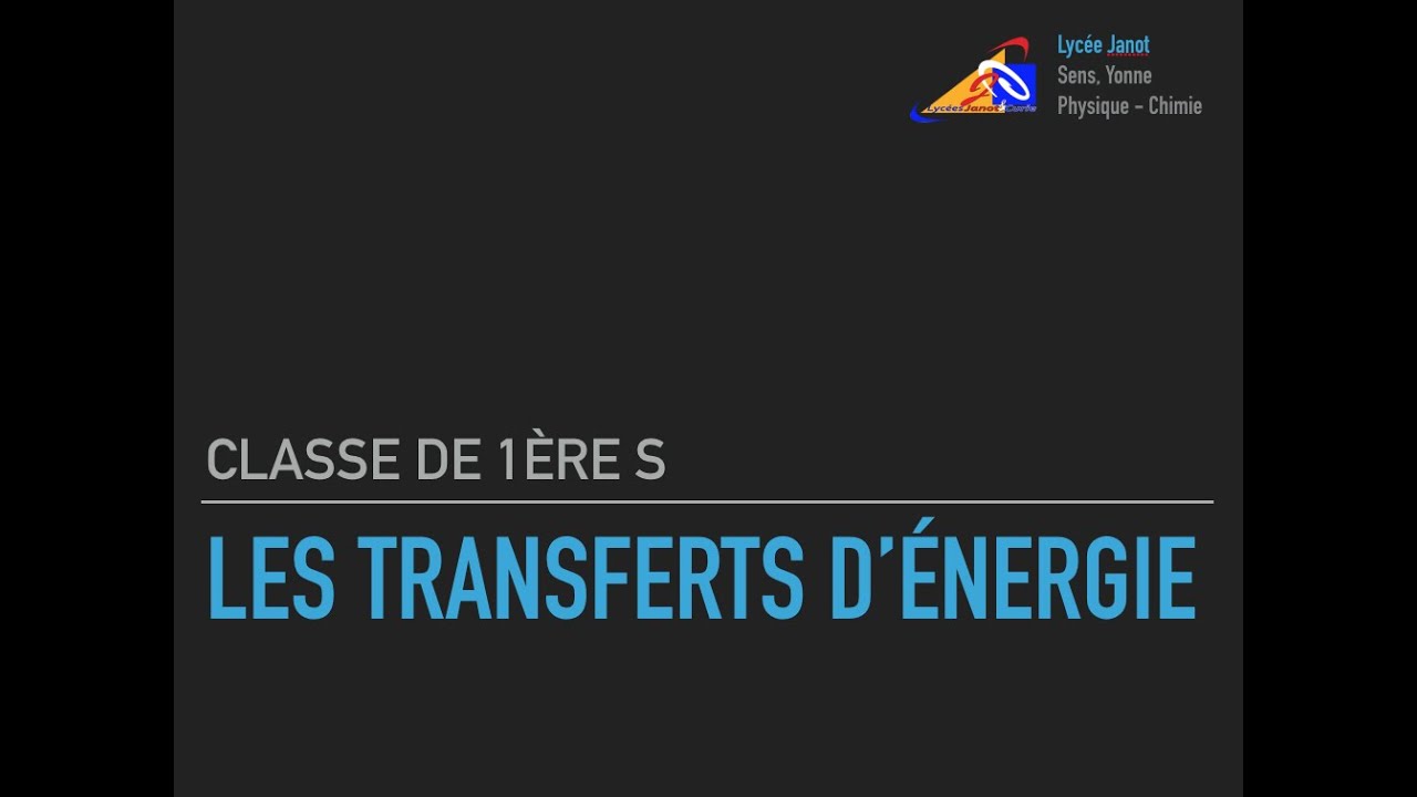 1S - Les transferts d'énergie