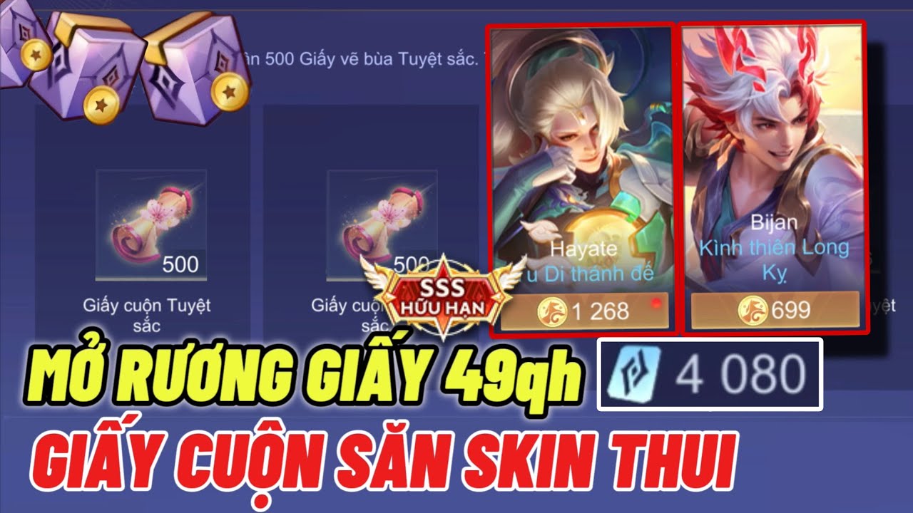 Liên Quân Mở Rương Giấy 49qh Vẽ Bùa săn Skin SSS shop huy hiệu tháng 2 - Phần 3