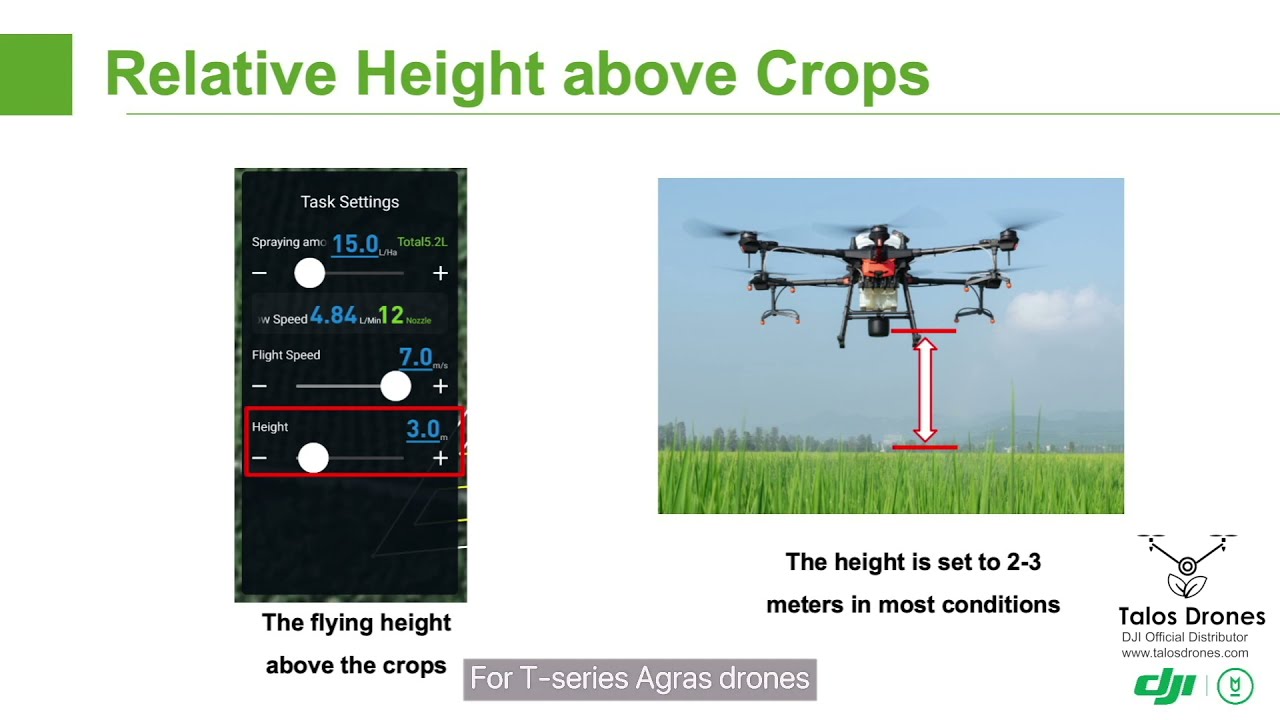 DJI Agras Operation Parameter on the remote controller of T30 and T10