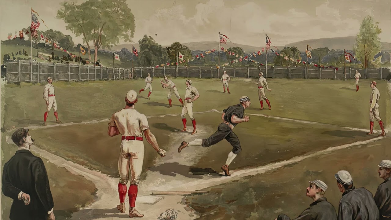 TV Art 4K | Vintage Baseball Illustration | Sports Art, American Pastime, Patriotic