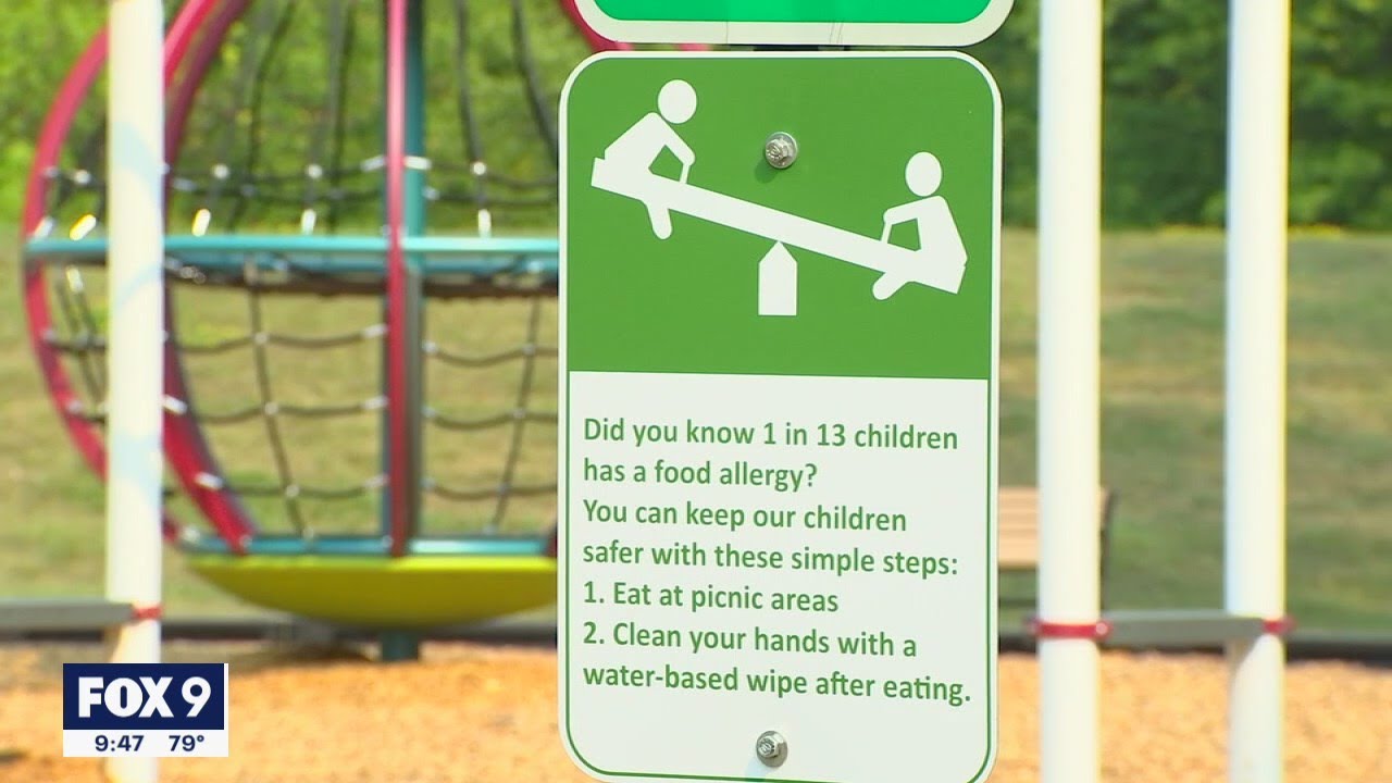 Girl gets food allergy awareness signs placed in city parks | FOX 9