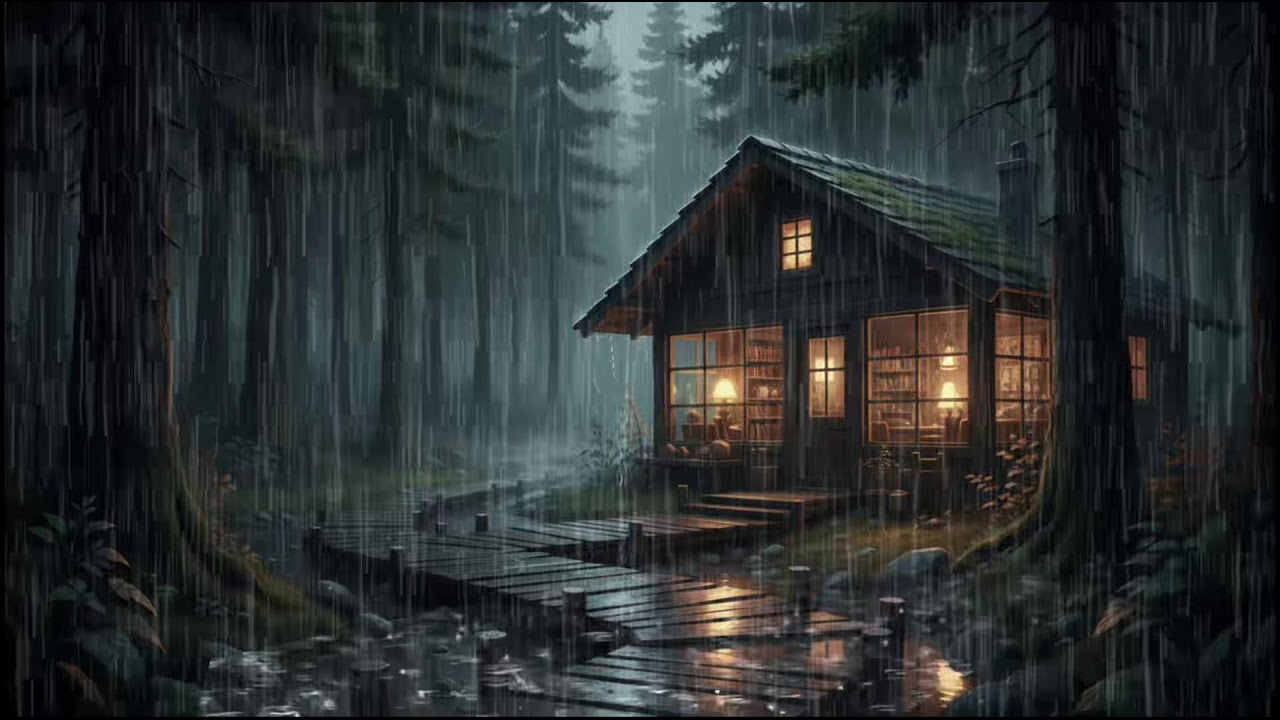 Rain Washed Woodland Cabin 🌧 | Gentle Rain Sounds for Deep Sleep, Stress Relief, and Quiet Rain