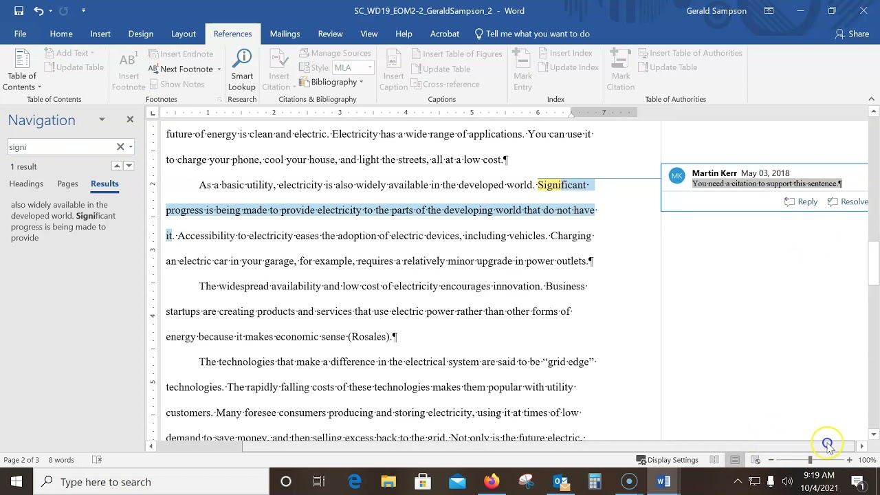 CS110 Word Module 2 SAM Project 2The Future is Electric