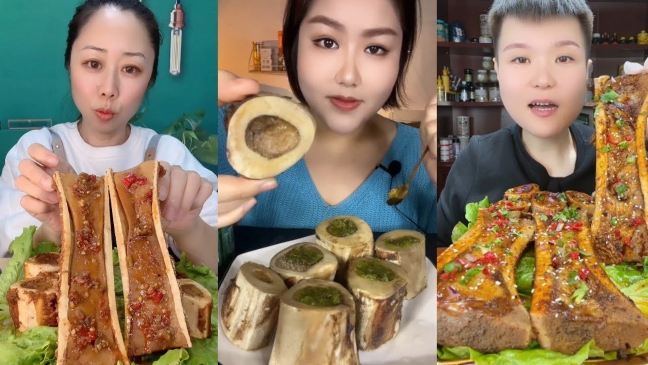 Chinese Food Mukbang Eating Show | Red beef bone marrow | Beef Bone Marrow Challenge #71(P210-212)