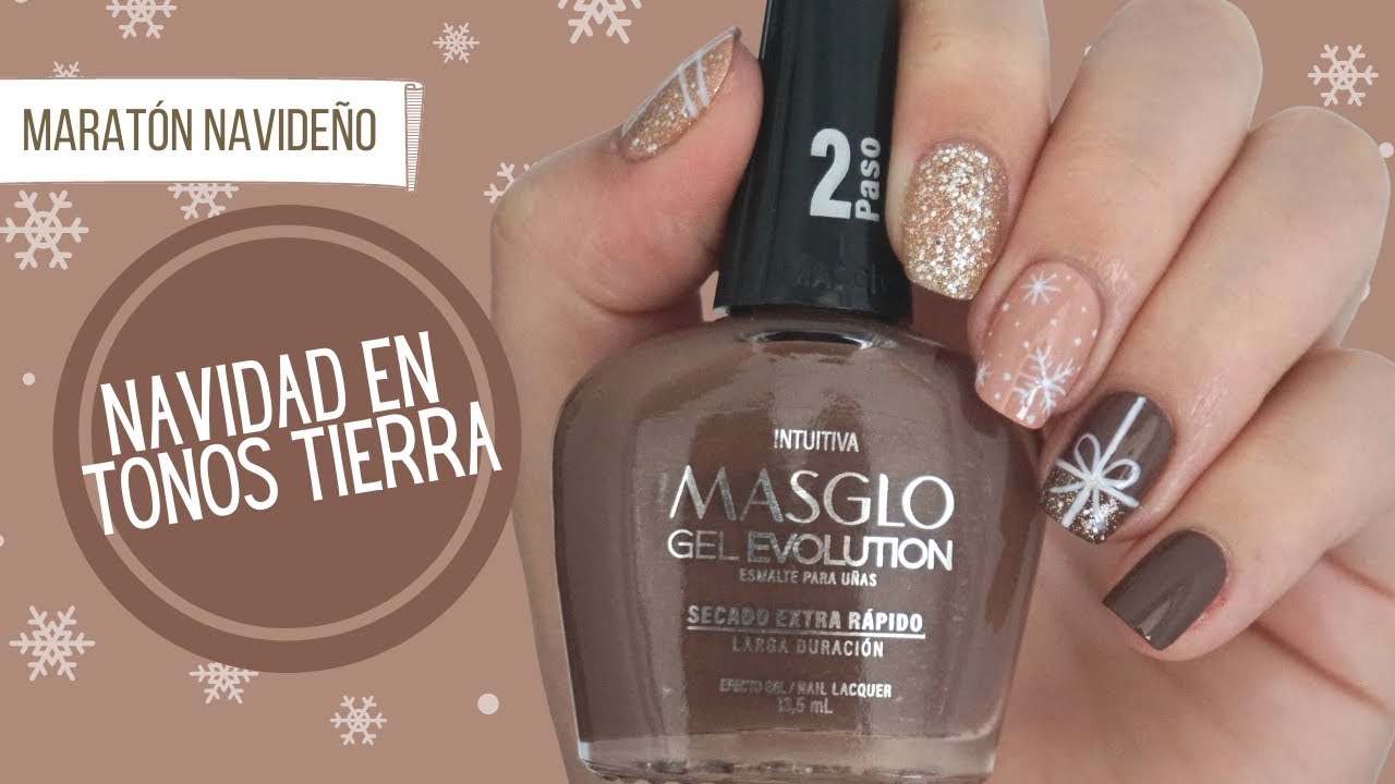 Diseño navideño en tonos tierra con Masglo Gel Evolution // Maratón navideño