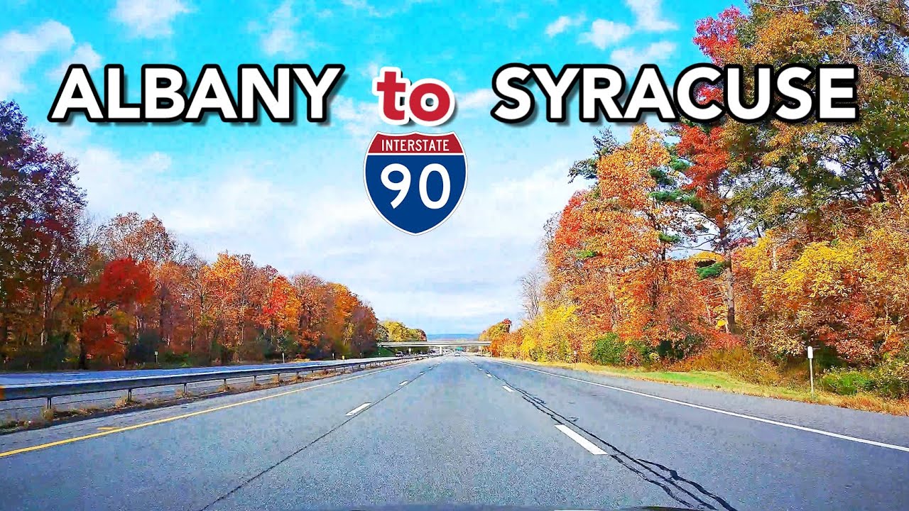 Albany NY to Syracuse NY, driving on interstate 90 , I 90 , Road trip in New York State, USA