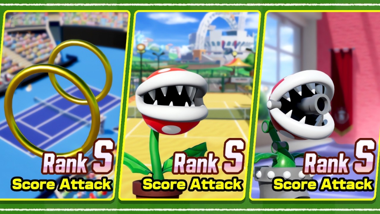 Mario Tennis Fever - ALL 4 Score Challenges (All Difficulties & S-Rank)