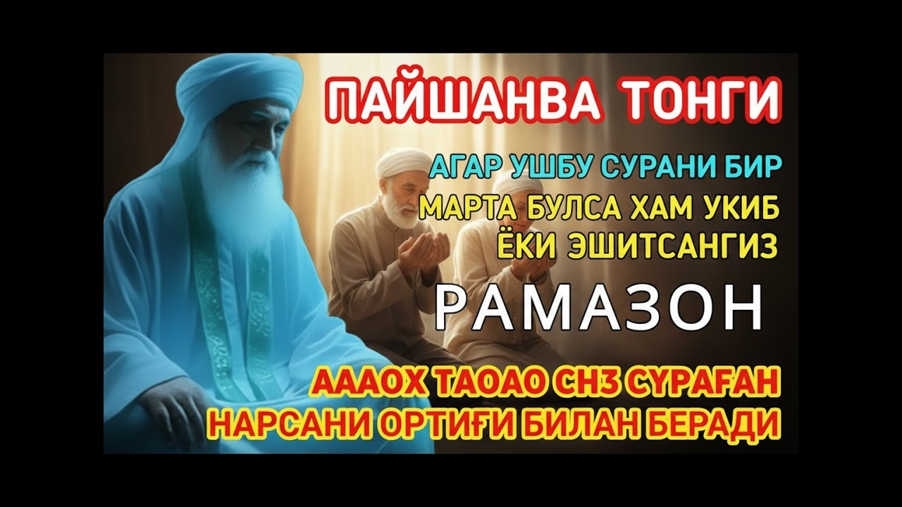 Пайшанба тонги Рамазон дуоси | Энг кучли дуо, ризқ ва хотиржамлик учун