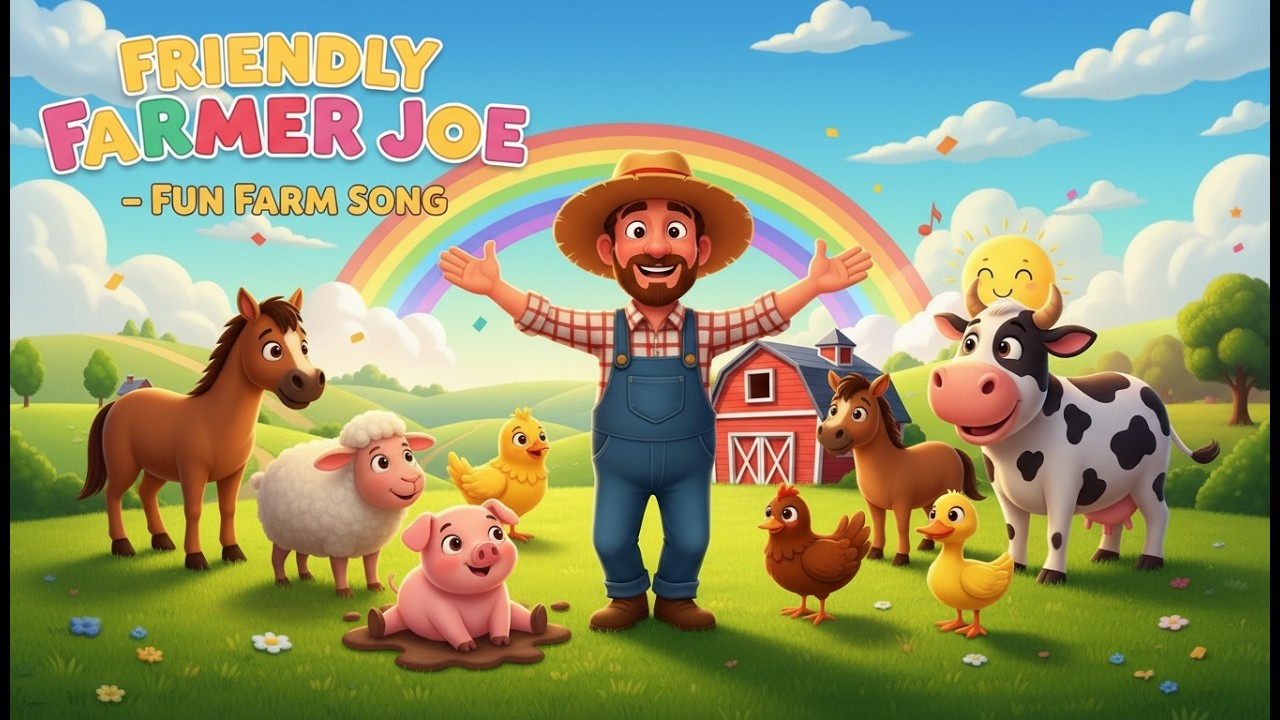 Friendly Farmer Joe Farm Song 🌾🐄   Fun Animal Sounds for Kids   AncientGiggles