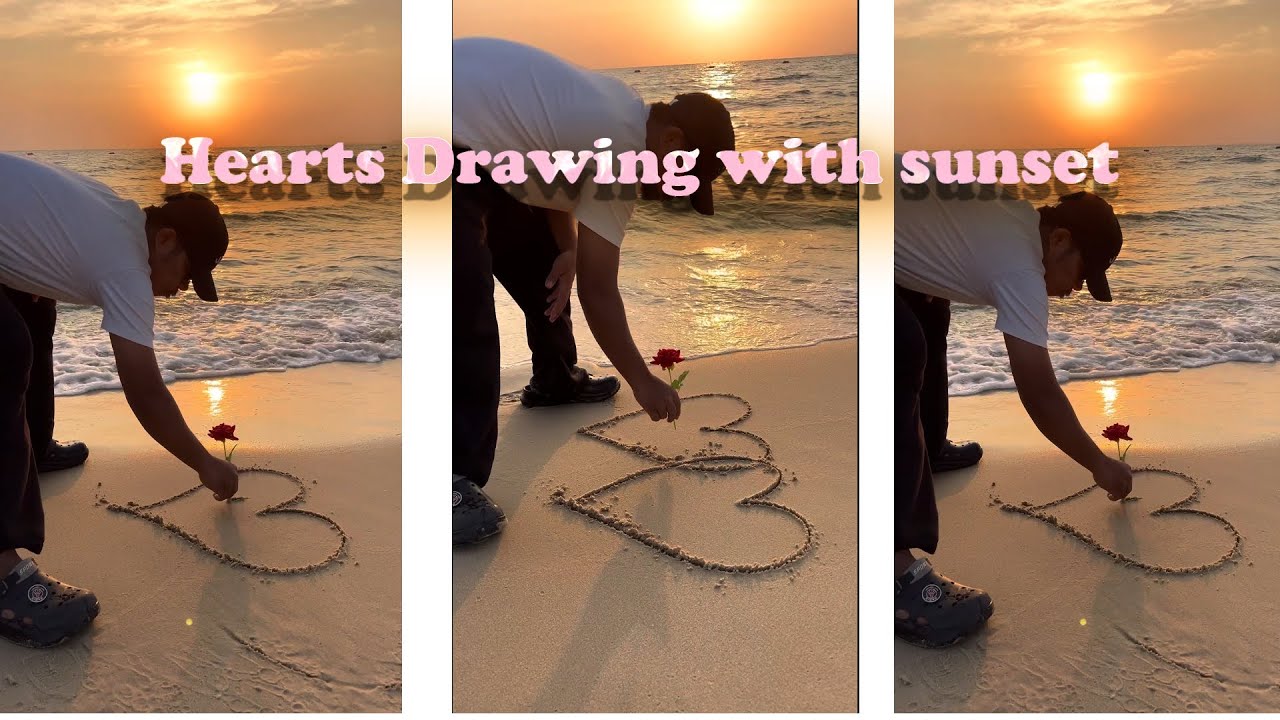 Sand Art Heart with Rose | Relaxing Beach Sunset