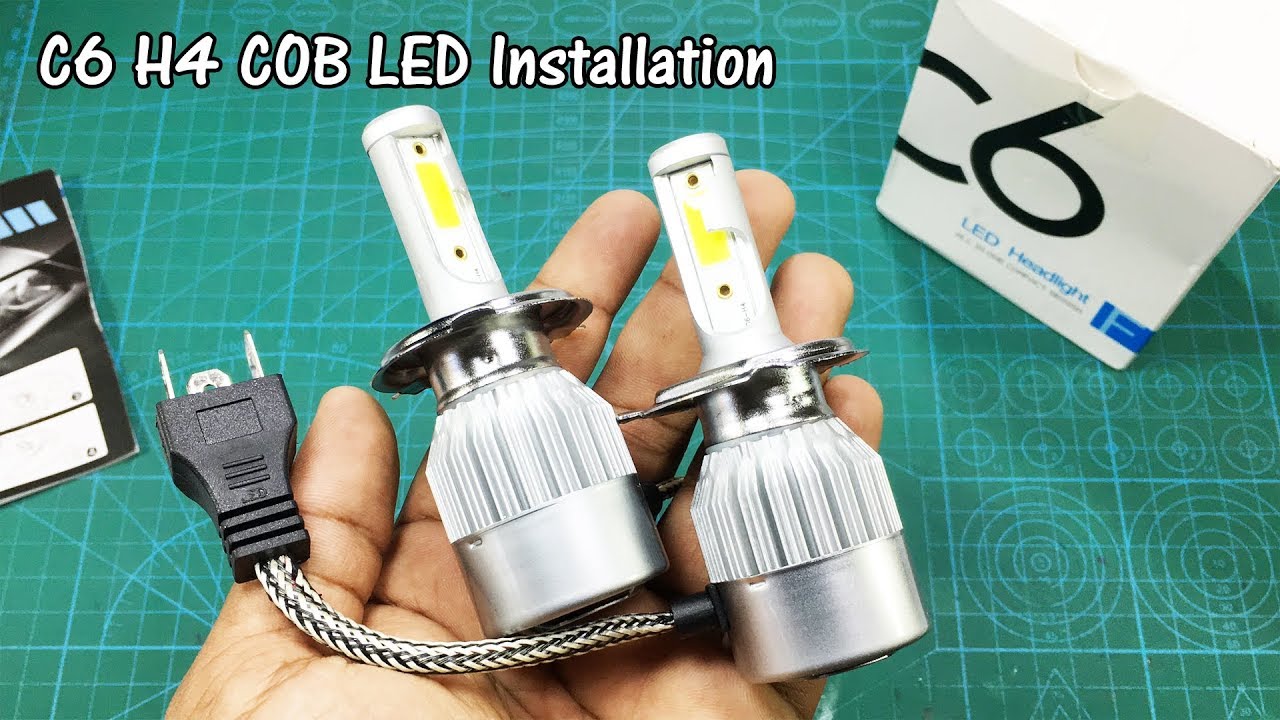 12V/24V C6 LED COB Headlamp Unboxing and Test (H4 C6 LED vs HID)