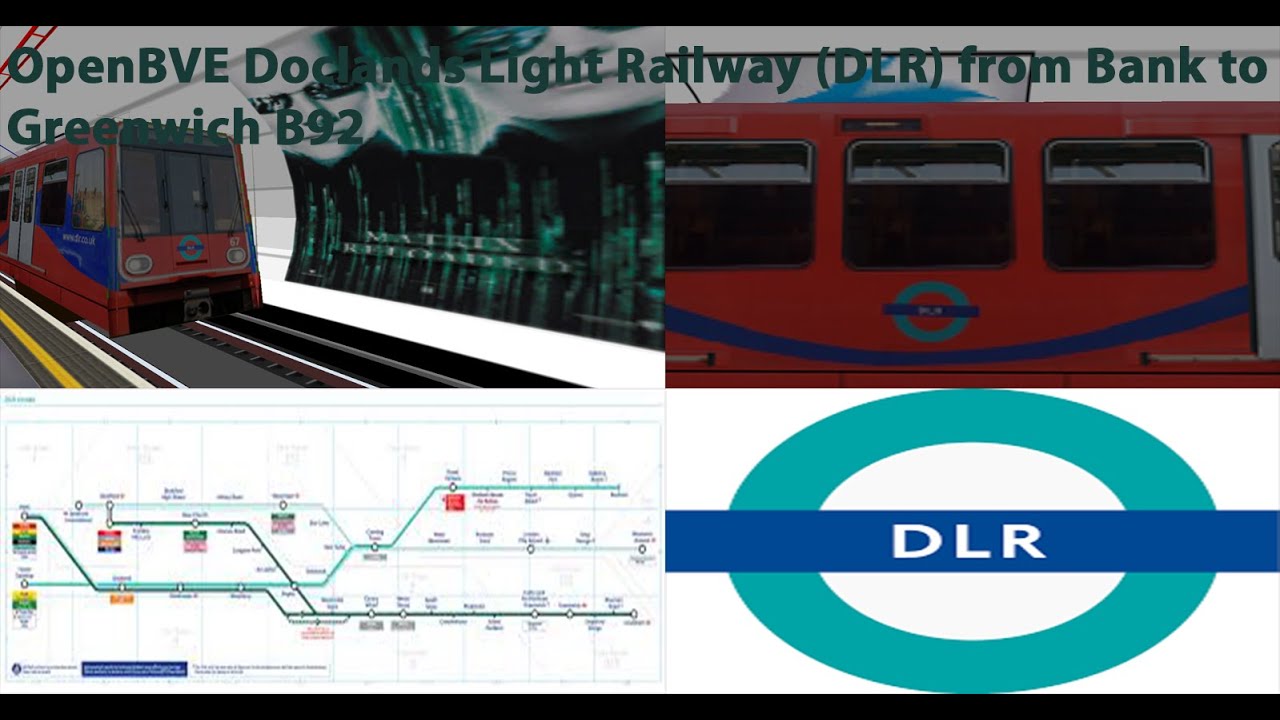 OpenBVE: Docklands Light Railway from Bank to Greenwich in B92 Train