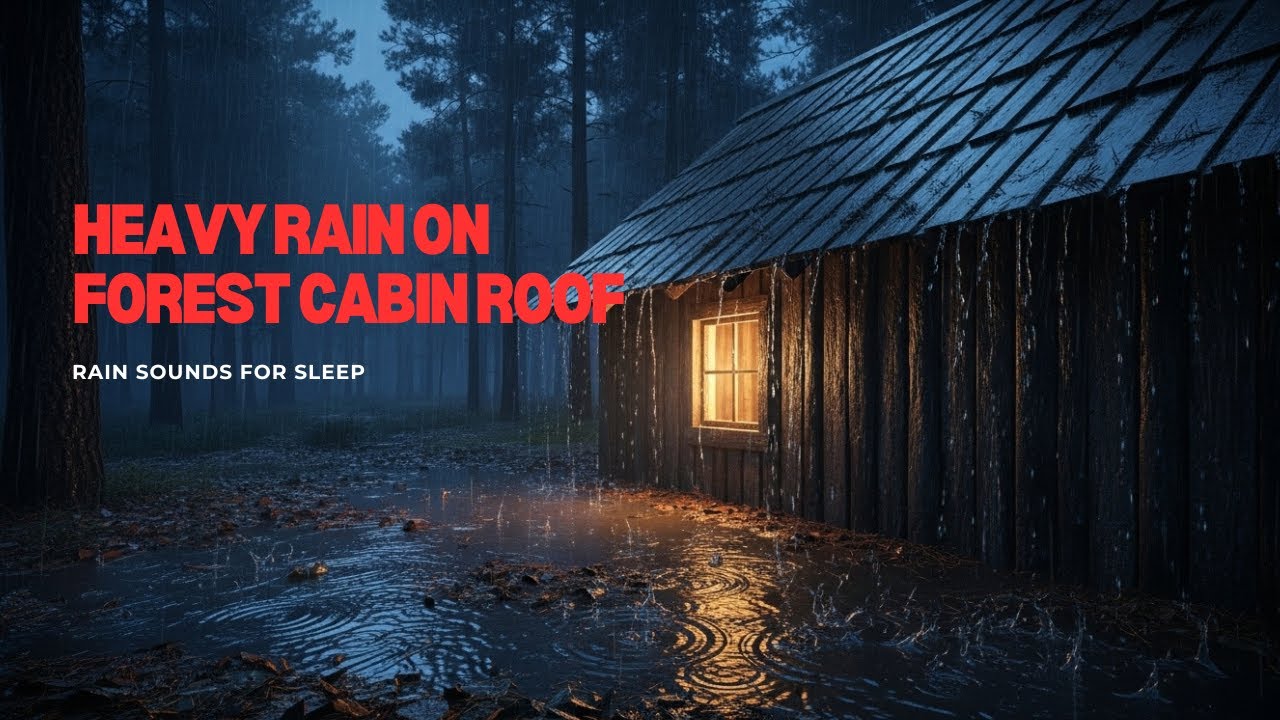 Heavy Rain on Forest Cabin Roof | Rain for Deep Sleep