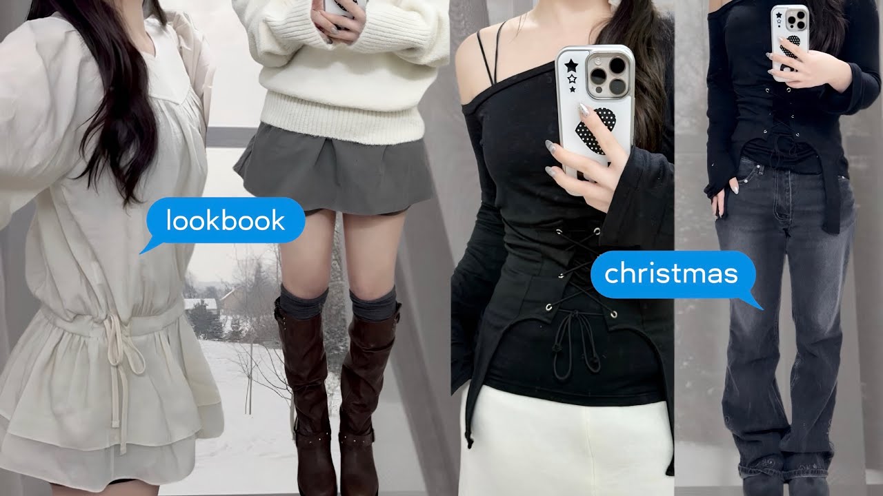 에이블리 ˖⁺‧₊ 무채색 연말룩북🎄/ 여리핏 겨울 데이트룩 𑣲•.¸♪