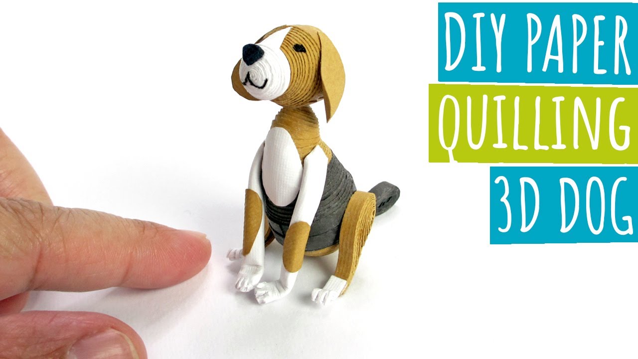 DIY Paper Quilling 3D Miniature Dog/Puppy | Paper Crafts | 3D Quilling Paper Dog  | 3D Quilling