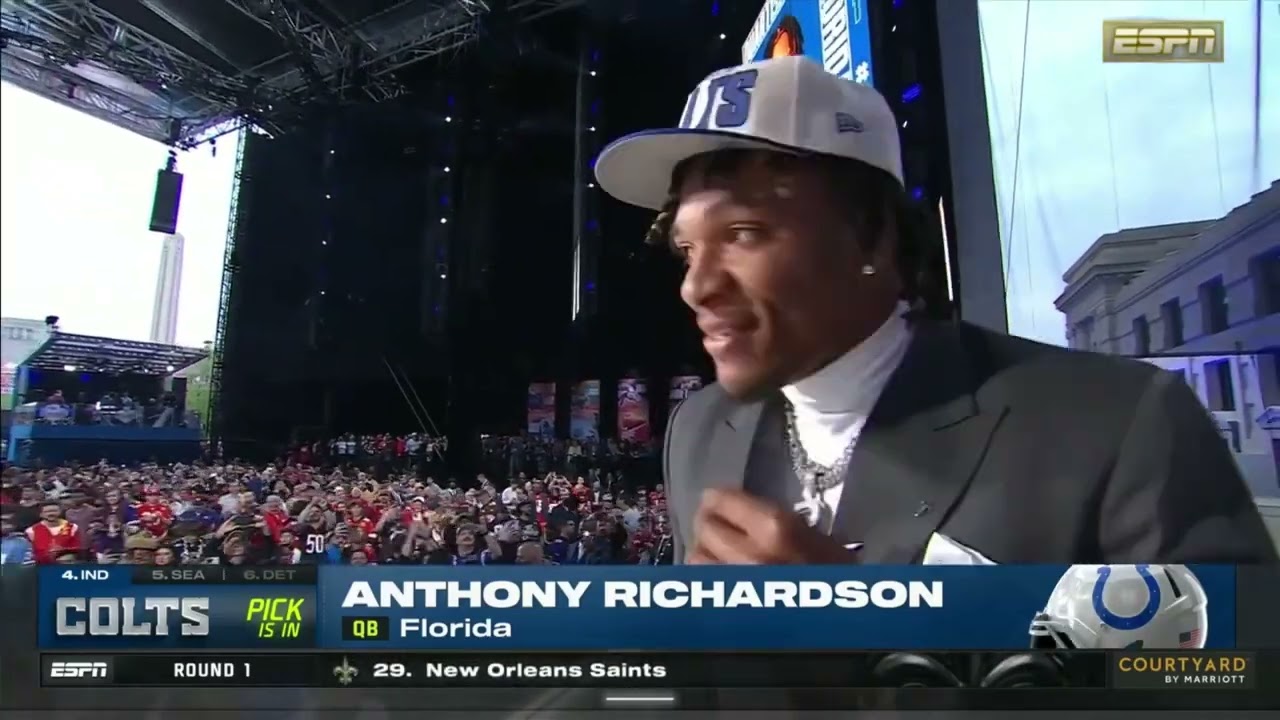 Anthony Richardson gets drafted to Indianapolis Colts for the #3 pick of the 2023 NFL draft