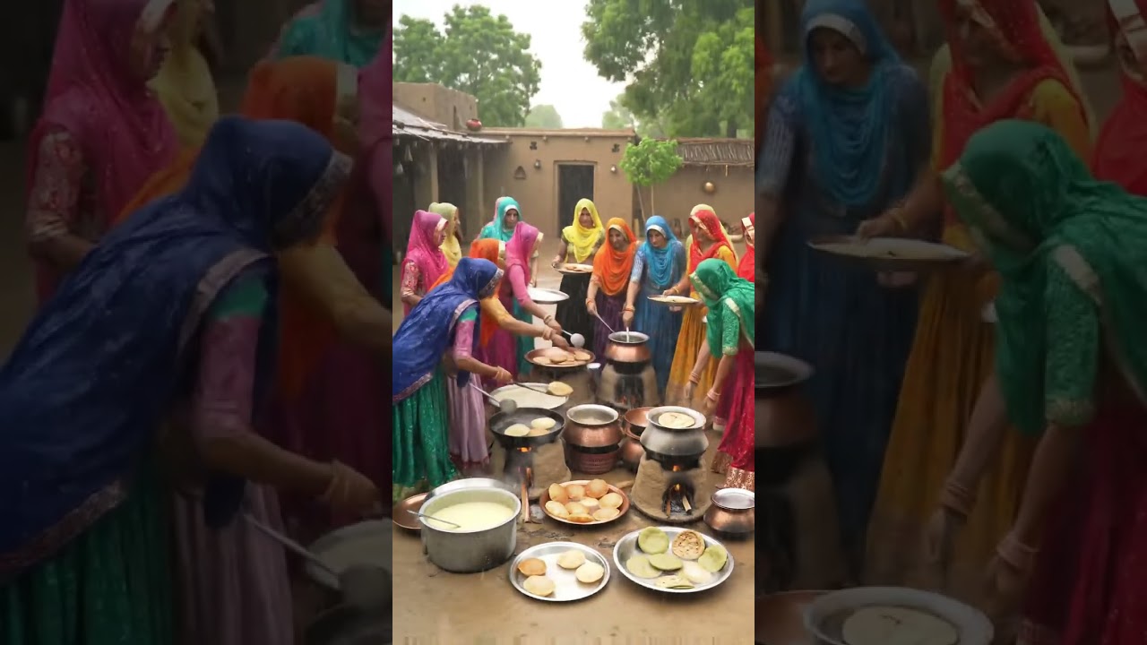🌧️ Rajasthani Women Cooking in Monsoon Rain | Village Life of Rajasthan | Traditional Cooking #short