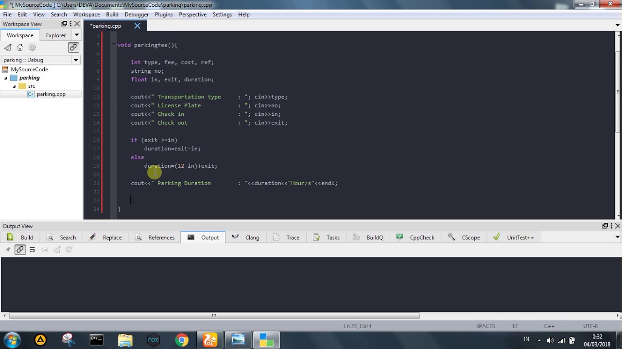 C++ Tutorial : How to create a Parking Fee Management System in C++ using CodeLite