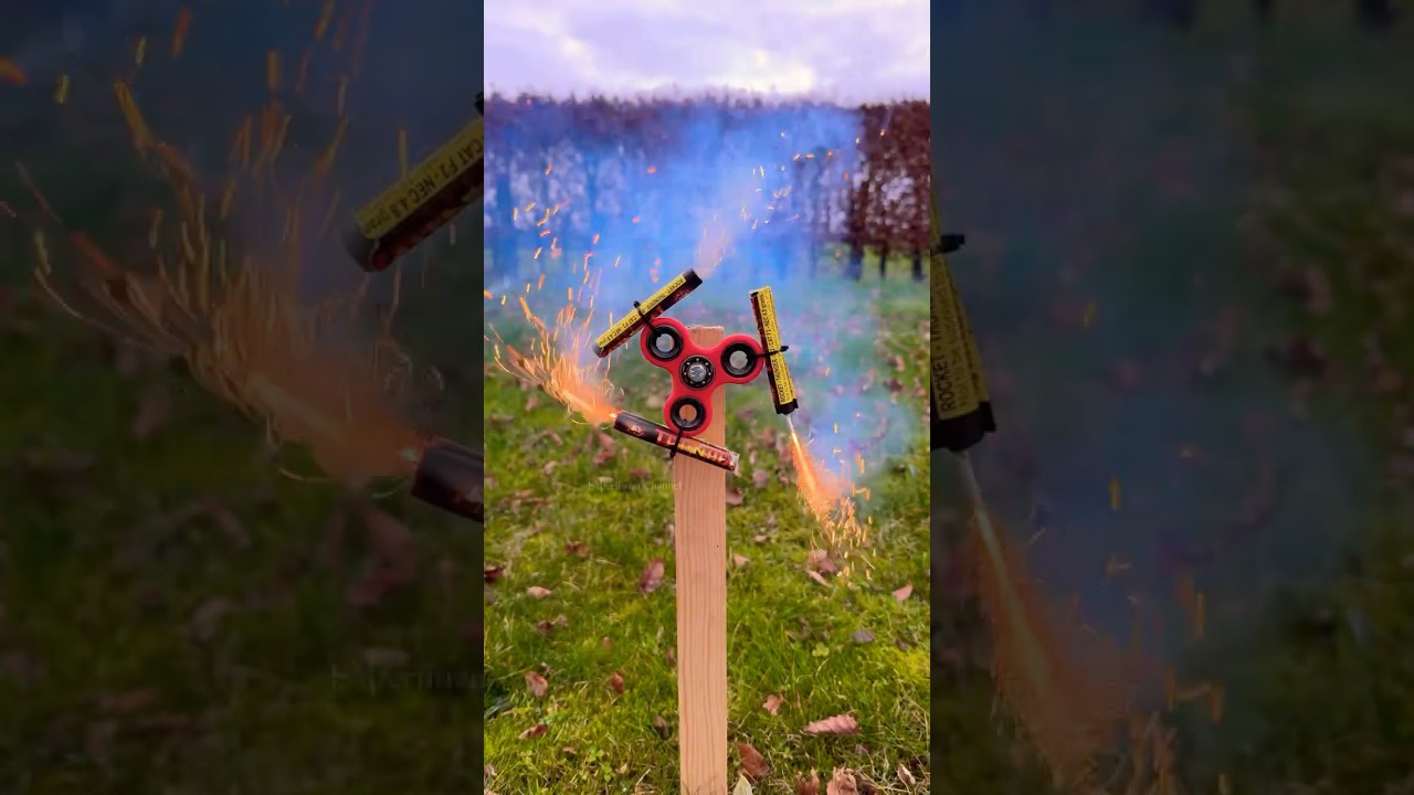 Rocket powered fidget spinner #shorts #tricks #fireworks