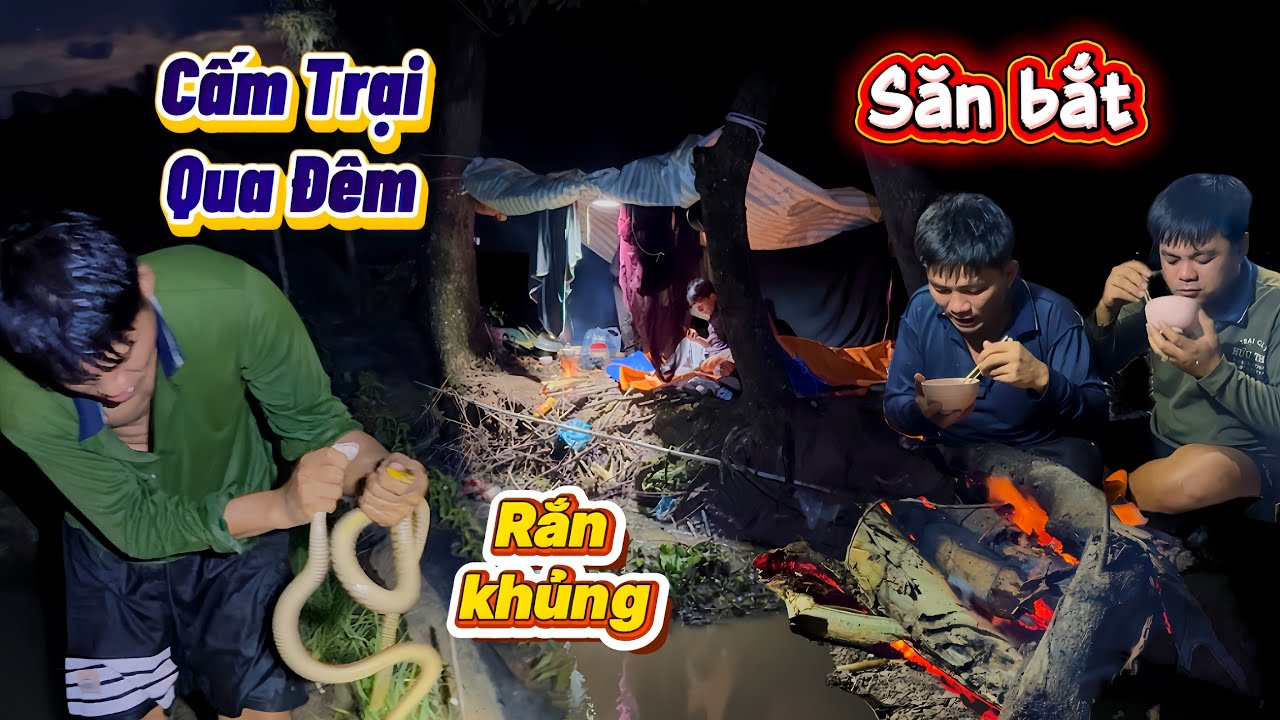 Sinh tồn ,ngủ đêm ,cấm trại, ngày mưa 1 đêm mai mắn cả team vui mừng khi gặp con này | HoàiPhong TV