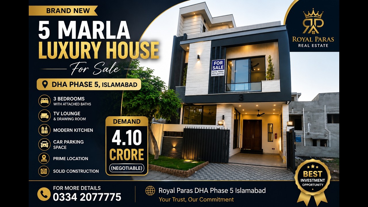 5 Marla Brand New Luxury House for Sale | DHA Islamabad 03342077775