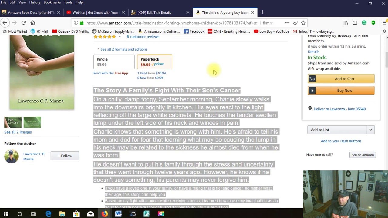 Uploading HTML for book discription on KDP, Amazon