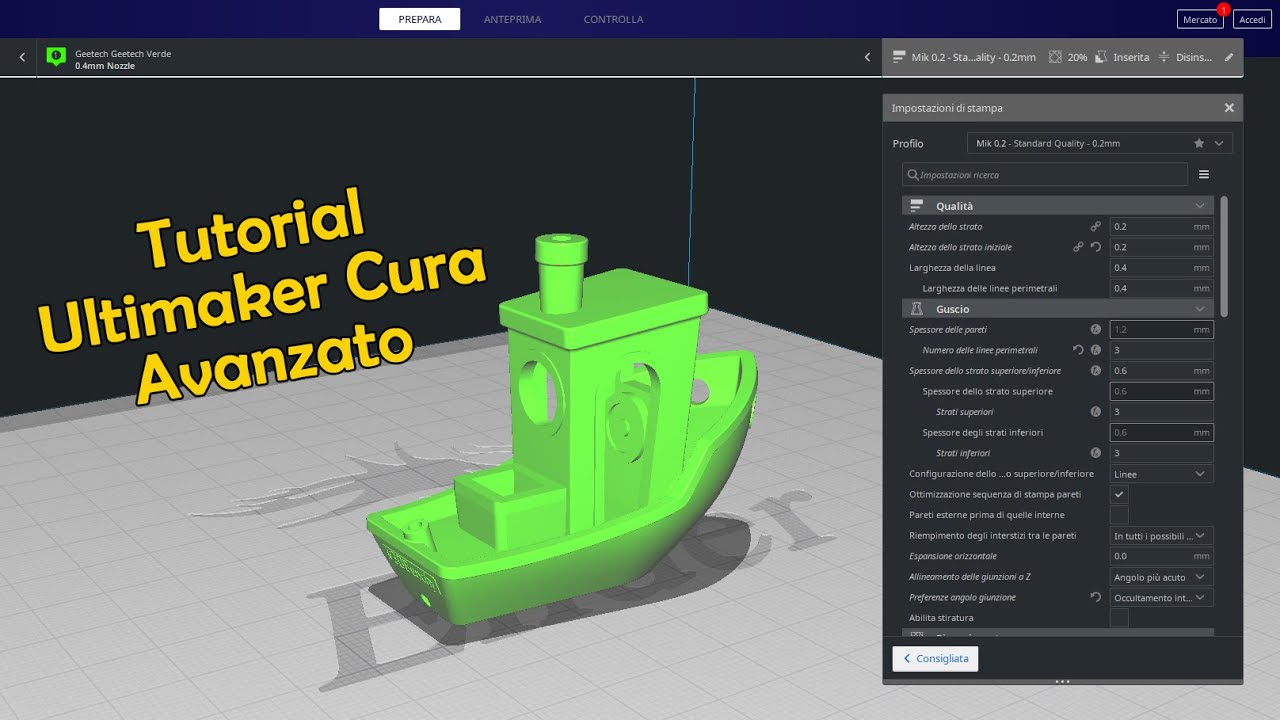Ultimaker Cura - Tutorial con impostazioni avanzate per migliorare le stampe.