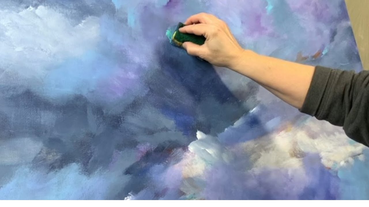Kitchen Sponge Magic: Transforming Abstract Art with Acrylics #357