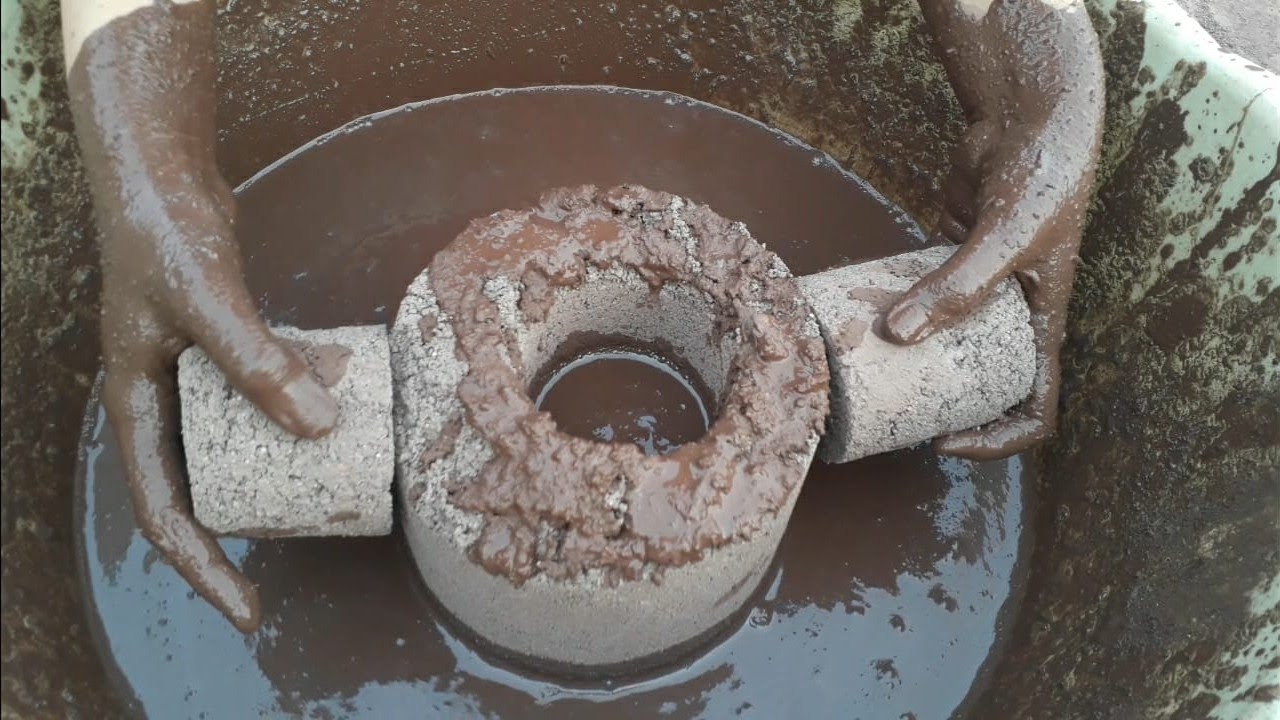 Pure red dirt hole shape bucket crumbling in water after so long time 💧💦❤️Mini libi asmr 💦|ASMR|