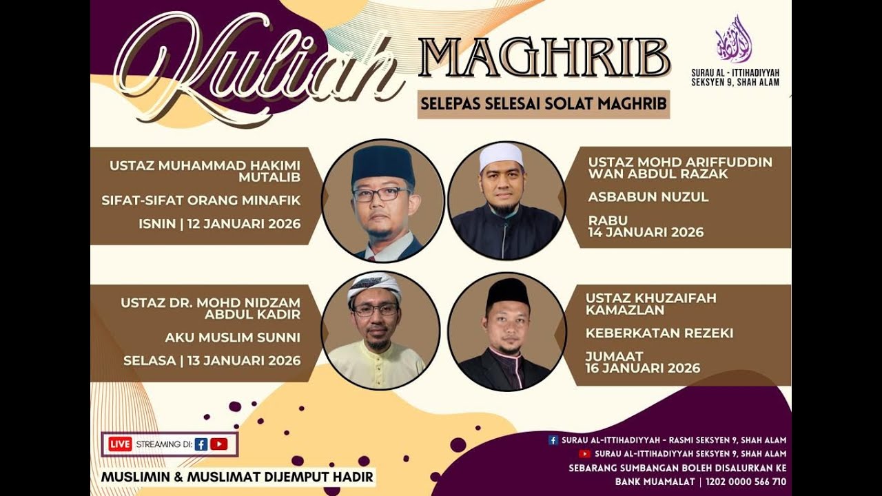 LiVe @alittihadiyyah KULIAH MAGHRIB | 16 JANUARI 2026  | 27 REJAB 1447