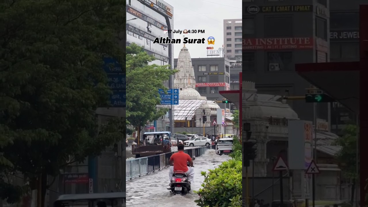 Surat & Mumbra Floods: Severe Monsoon Rain! ⛈️ l Heavy Rainfall Floods Surat Streets! (Althan Surat)