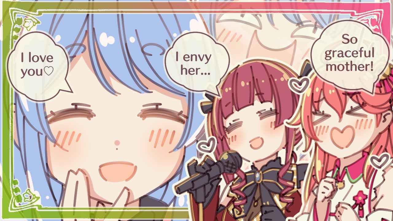 [Hololive eng sub/Animated Clip] Marine and Miko envy Pekora's love for mother and child.