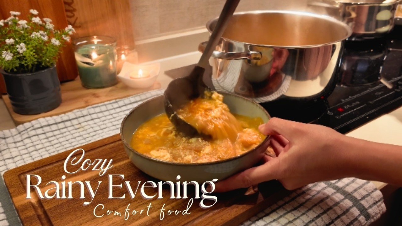 A cozy rainy evening at home: Homemade Croissants & trad Spanish garlic soup 🥐🍲| ASMR Silent Vlog