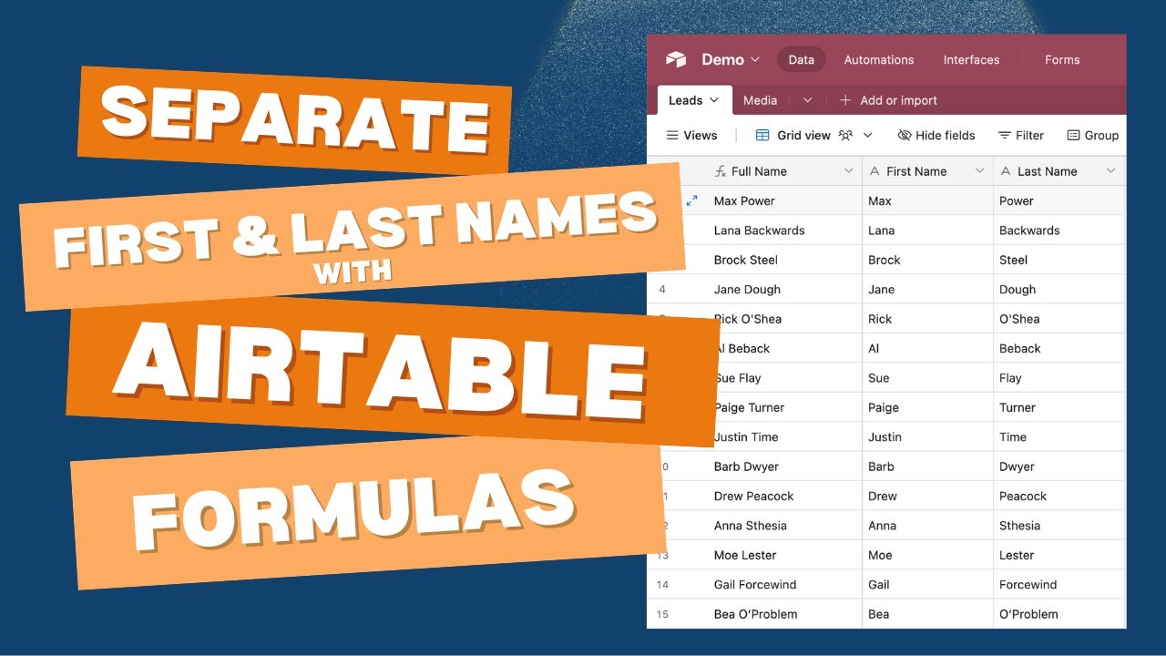 Separate First and Last Names with Airtable Formulas