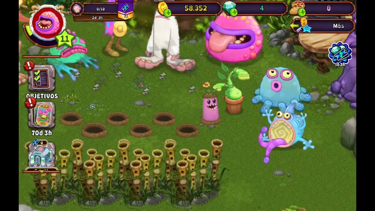 Parte uno jugando My singing Monsters miren la isla de planta a la velocidad de la luz