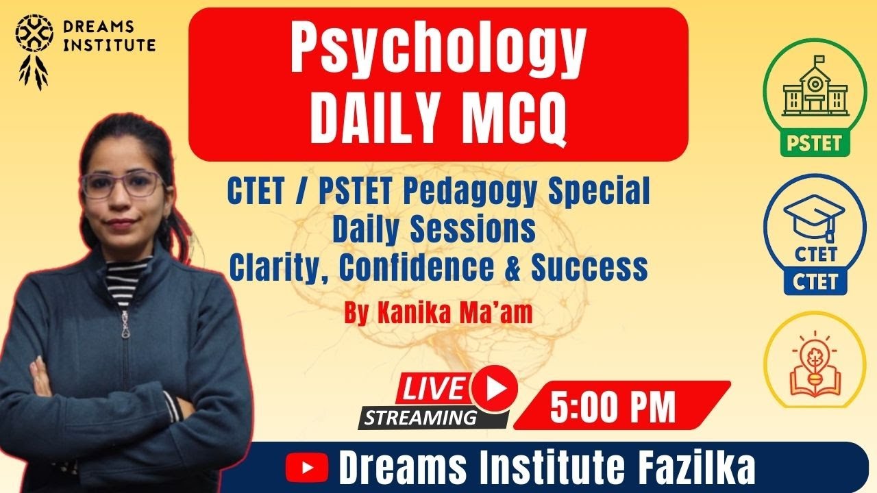 DAY-147 | Daily MCQs | PSTET | 05:00PM। KANIKA MAM | WITH DREAMS INSTITUTE