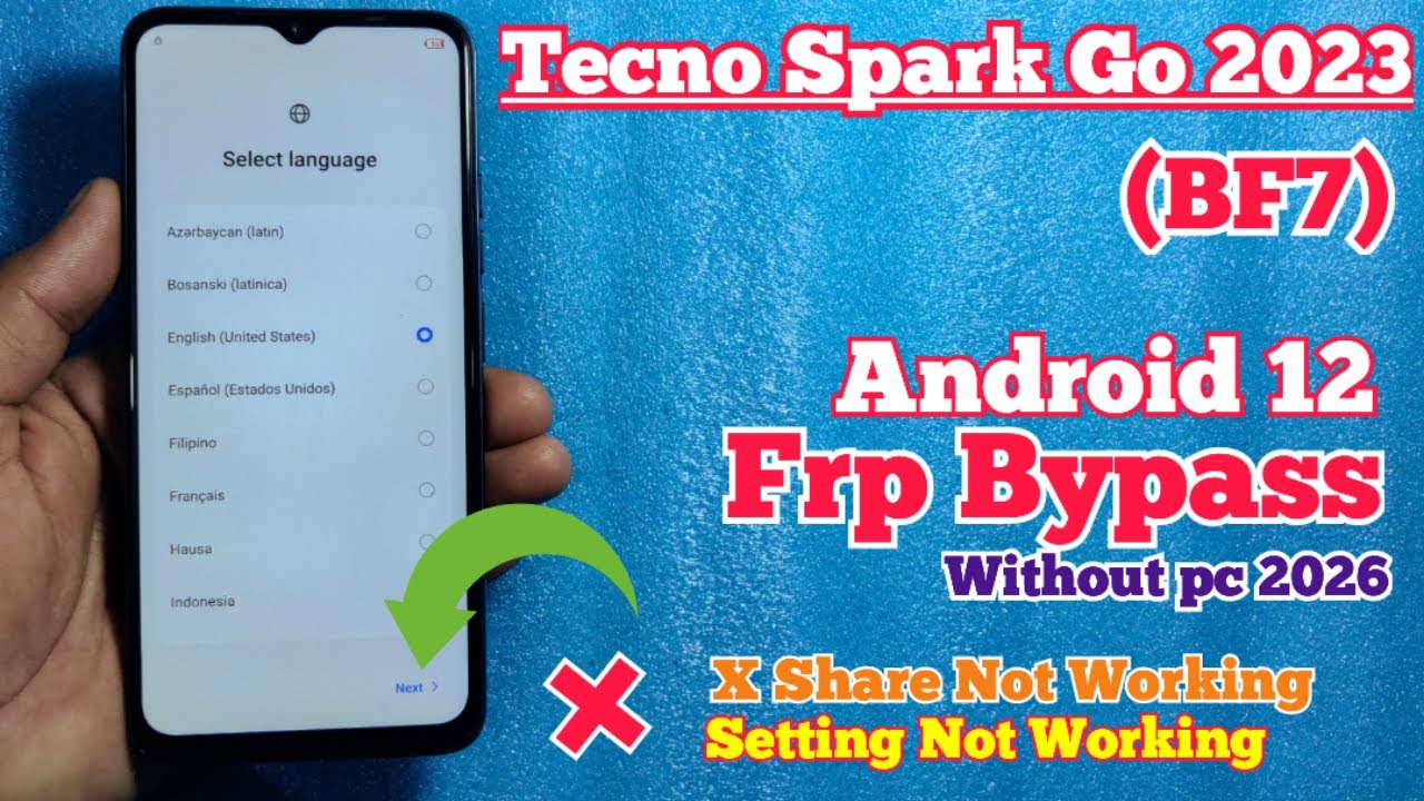 Tecno Spark Go 2023: Bf7 Google Account Bypass Android 12 | Tecno BF7 Frp Unlock 2026 |