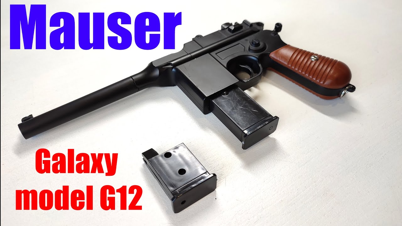 Metal airsoft mini-copy of the German Mauser pistol from the company Galaxy model G12. Test review.