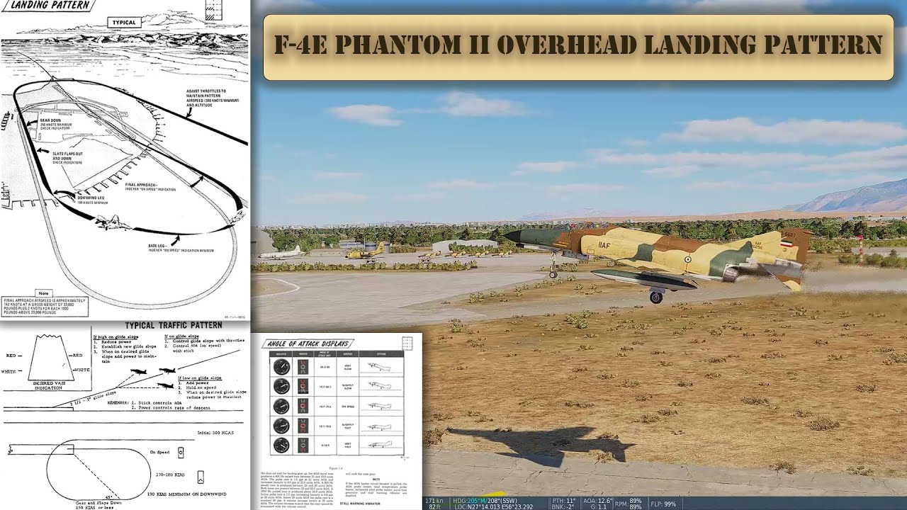 Landing Procedure (Cockpit + External POV) - F-4E Phantom II [DCS]