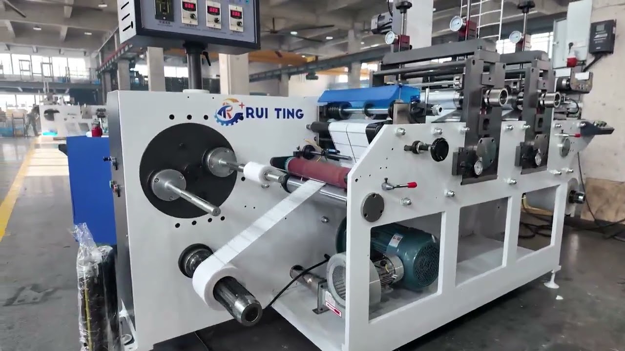 Two seat rotary die cutting machine die cut label with tour notch.